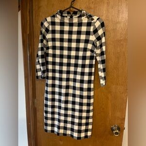 Talbots Black and White Checkered Long Sleeve Dress